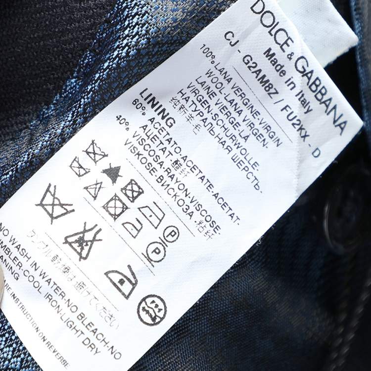 Pre Owned Dolce & Gabbana Midnight Blue Wool Logo Embroidered Single Breasted Blazer M 