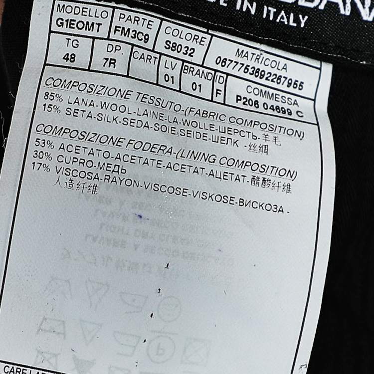 Pre Owned Dolce & Gabbana Black Wool Formal Pants M