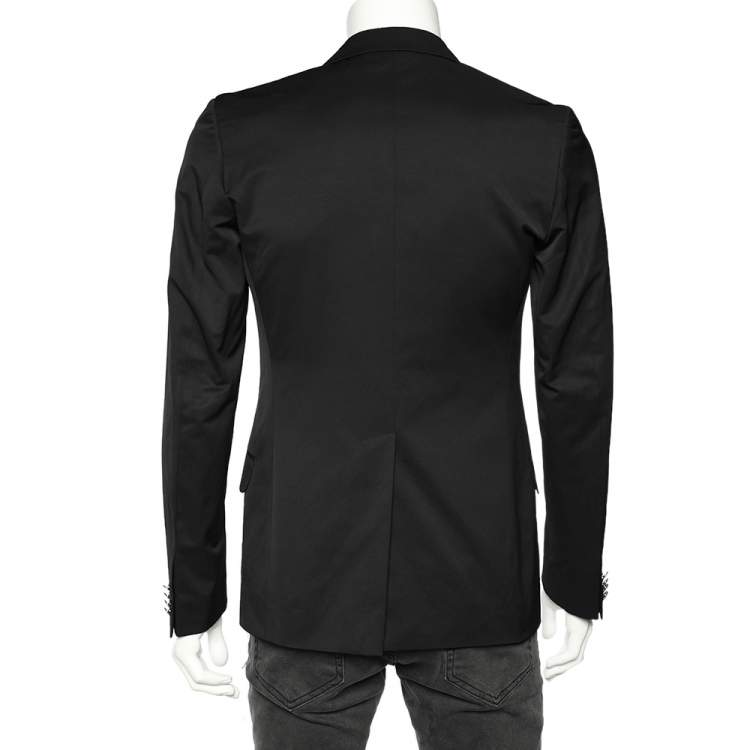 Pre Owned Dolce & Gabbana Black Coated Cotton Single Breasted Blazer S
