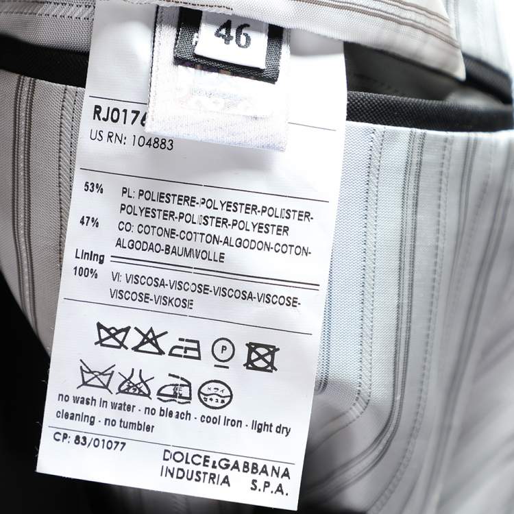 Pre Owned Dolce & Gabbana Black Coated Cotton Single Breasted Blazer S