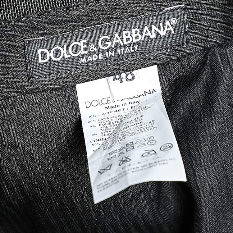 Pre Owned Dolce & Gabbana Charcoal Grey Wool Contrast Side Stripe Pants M