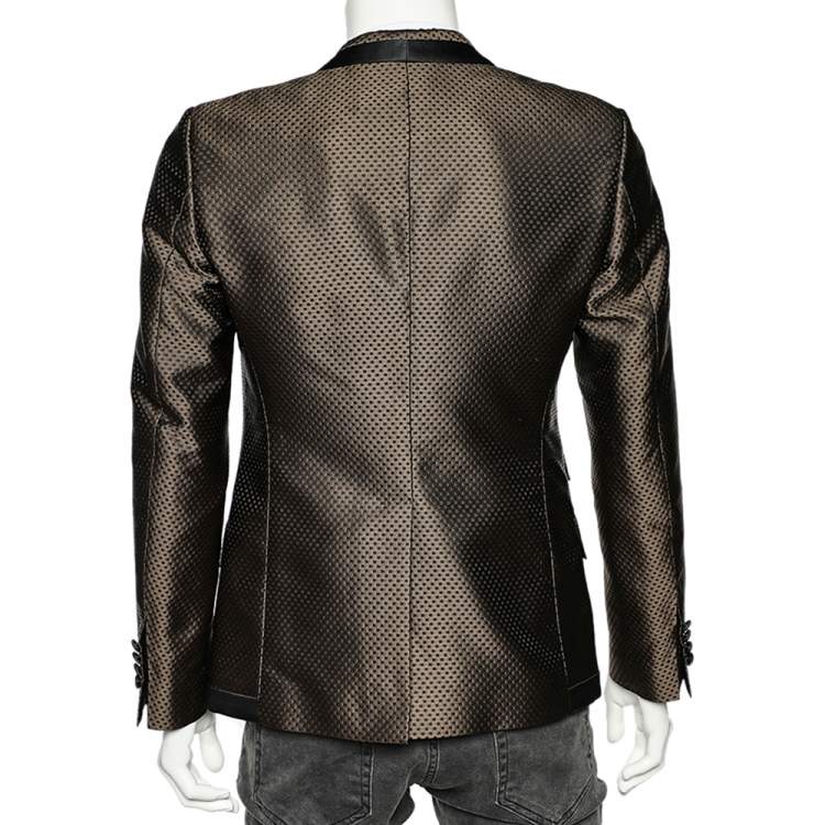 Pre Owned Dolce & Gabbana Brown Polka Dotted Wool Single Breasted Blazer M 