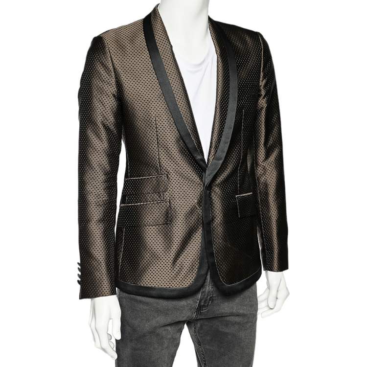 Pre Owned Dolce & Gabbana Brown Polka Dotted Wool Single Breasted Blazer M 