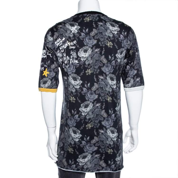 Pre Owned Dolce & Gabbana Grey Just Be Royal Print Cotton Long Crewneck T-Shirt S