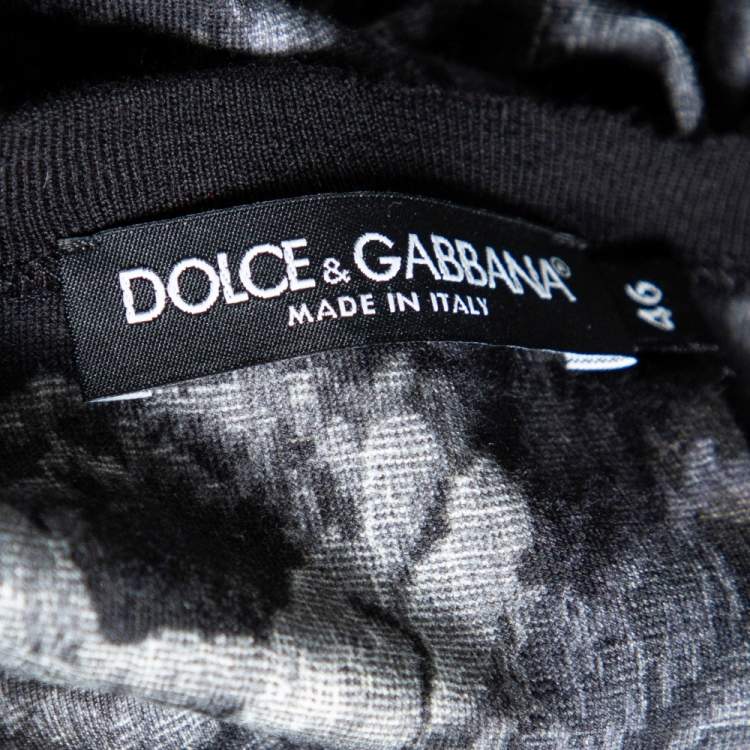 Pre Owned Dolce & Gabbana Grey Just Be Royal Print Cotton Long Crewneck T-Shirt S