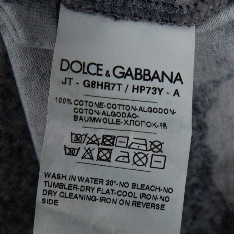 Pre Owned Dolce & Gabbana Grey Just Be Royal Print Cotton Long Crewneck T-Shirt S