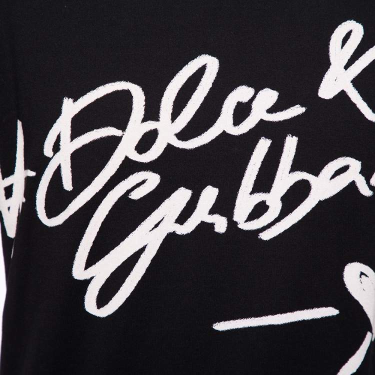 Pre Owned Dolce & Gabbana Black Logo Printed Cotton Short Sleeve T-Shirt S