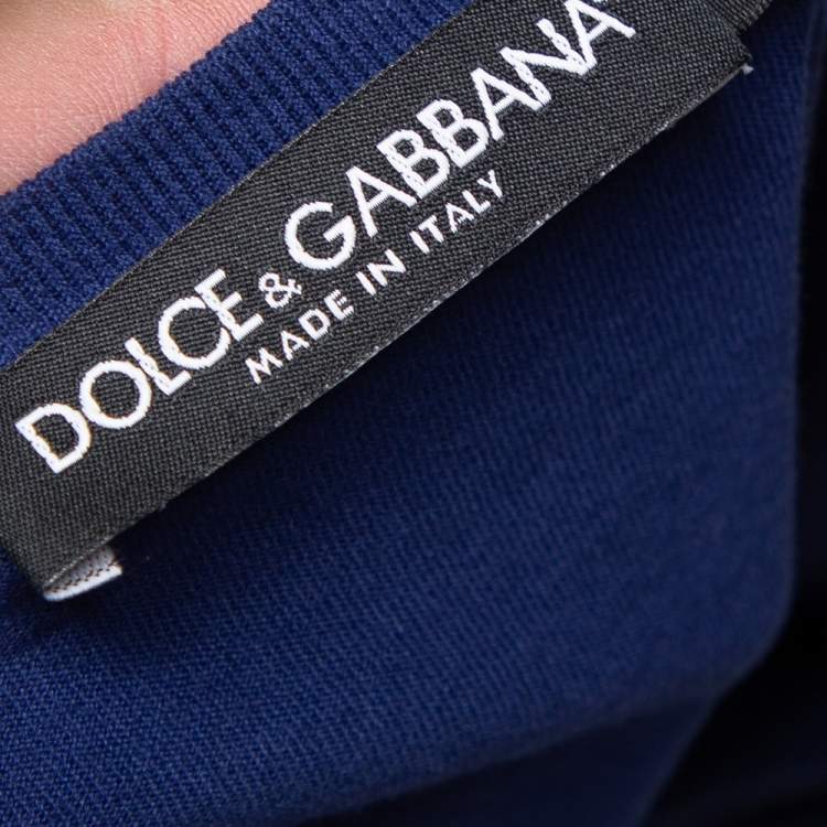 Pre Owned Dolce & Gabbana Blue Logo Printed Cotton Short Sleeve T-Shirt M