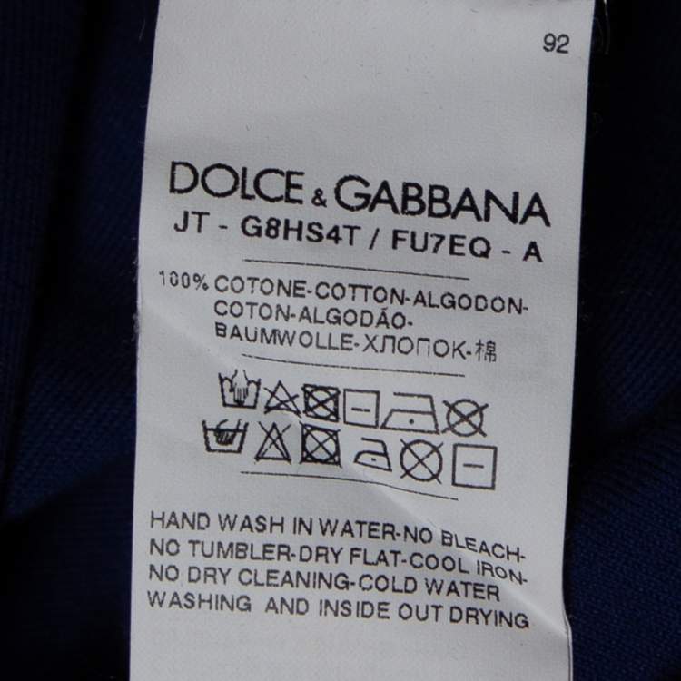 Pre Owned Dolce & Gabbana Blue Logo Printed Cotton Short Sleeve T-Shirt M