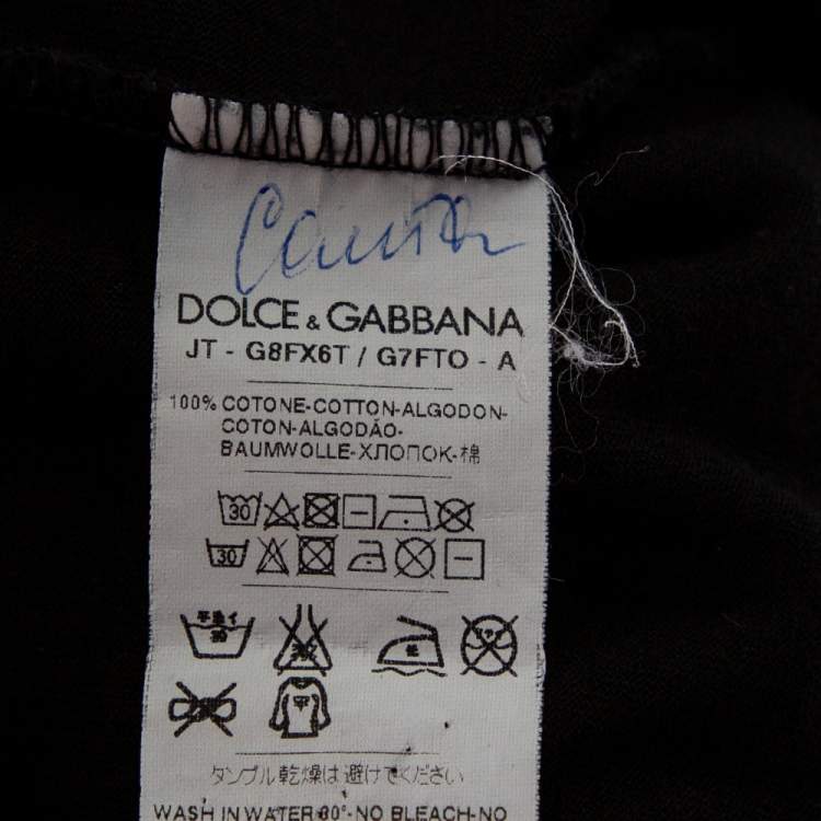Pre Owned Dolce & Gabbana Black Cotton Contrast Trim Round Neck T-Shirt S
