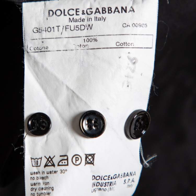 Pre Owned Dolce & Gabbana Black Cotton Pocket Detail Zip Front Slim Fit Shirt M