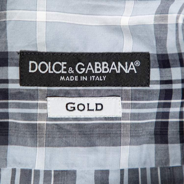 Pre Owned Dolce & Gabbana Grey Checkered Cotton Gold Fit Shirt XXL