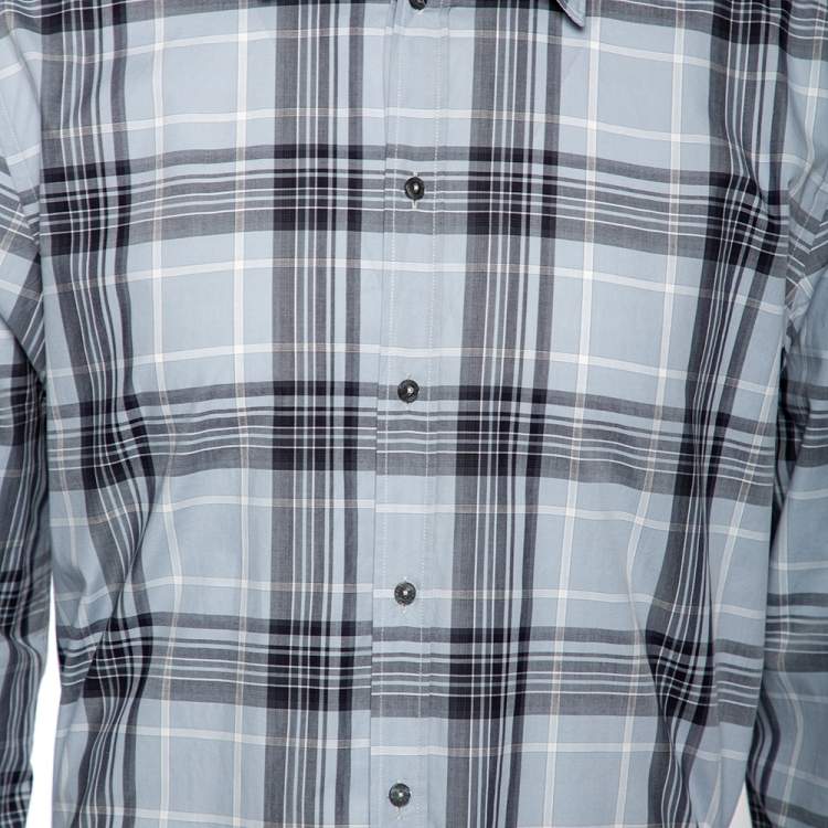 Pre Owned Dolce & Gabbana Grey Checkered Cotton Gold Fit Shirt XXL