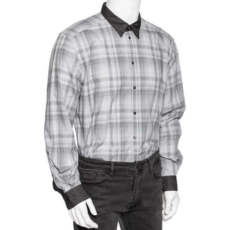 Pre Owned Dolce & Gabbana Grey Checkered Cotton Gold Label Shirt XXXL 
