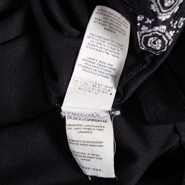 Pre Owned Dolce & Gabbana Black Cotton Contrast Trim Crewneck T-Shirt S