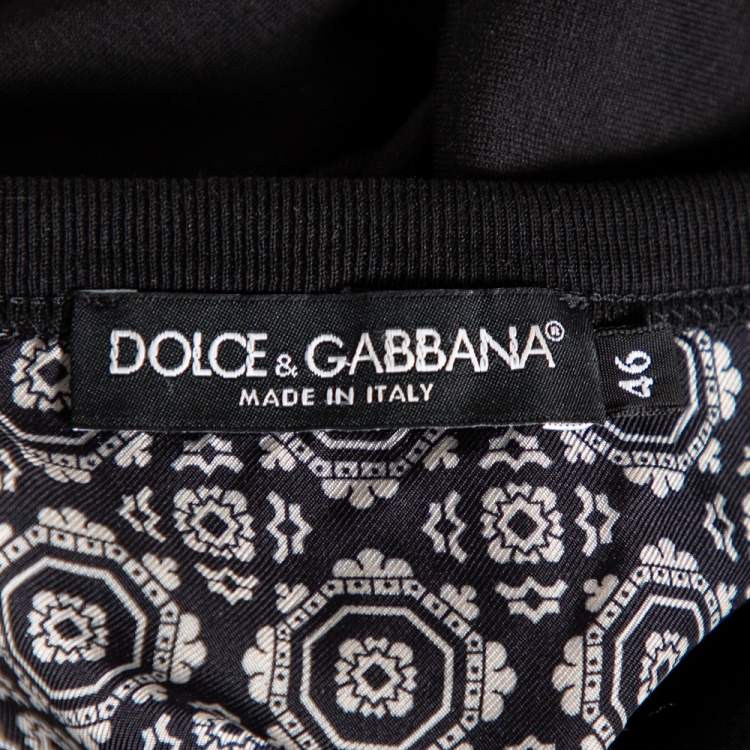 Pre Owned Dolce & Gabbana Black Cotton Contrast Trim Crewneck T-Shirt S