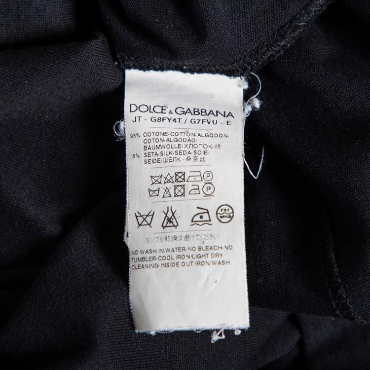 Pre Owned Dolce & Gabbana Black Cotton Contrast Trim Crewneck T-Shirt S