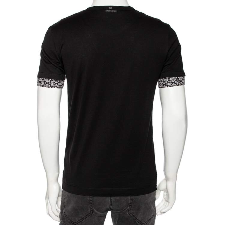 Pre Owned Dolce & Gabbana Black Cotton Contrast Trim Crewneck T-Shirt S