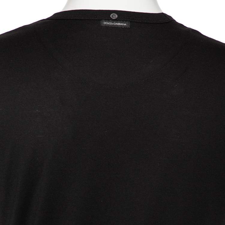 Pre Owned Dolce & Gabbana Black Cotton Contrast Trim Crewneck T-Shirt S