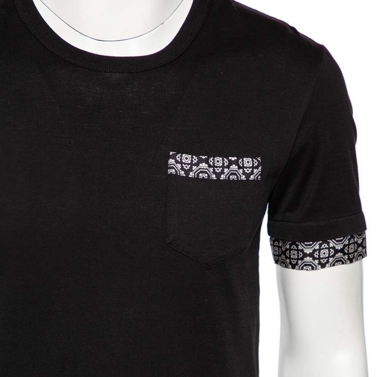 Pre Owned Dolce & Gabbana Black Cotton Contrast Trim Crewneck T-Shirt S