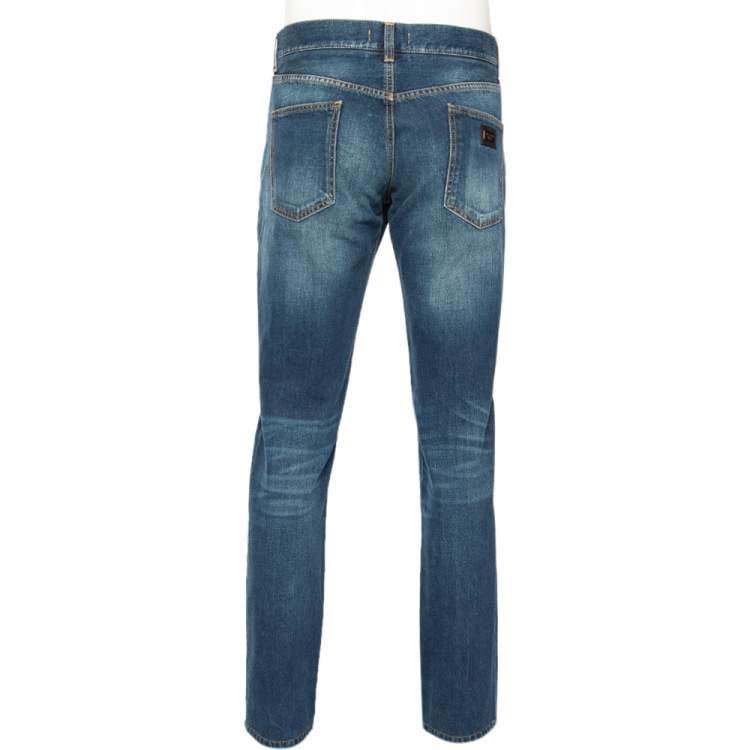 Pre Owned Dolce & Gabbana Blue Faded Effect Denim 14 Fit Jeans XL