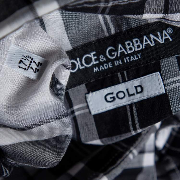 Pre Owned Dolce & Gabbana Grey Plaid Checked Cotton Gold Label Shirt XXXL 
