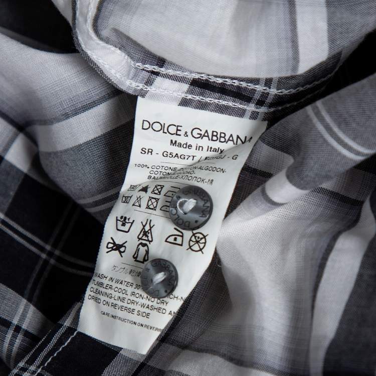 Pre Owned Dolce & Gabbana Grey Plaid Checked Cotton Gold Label Shirt XXXL 