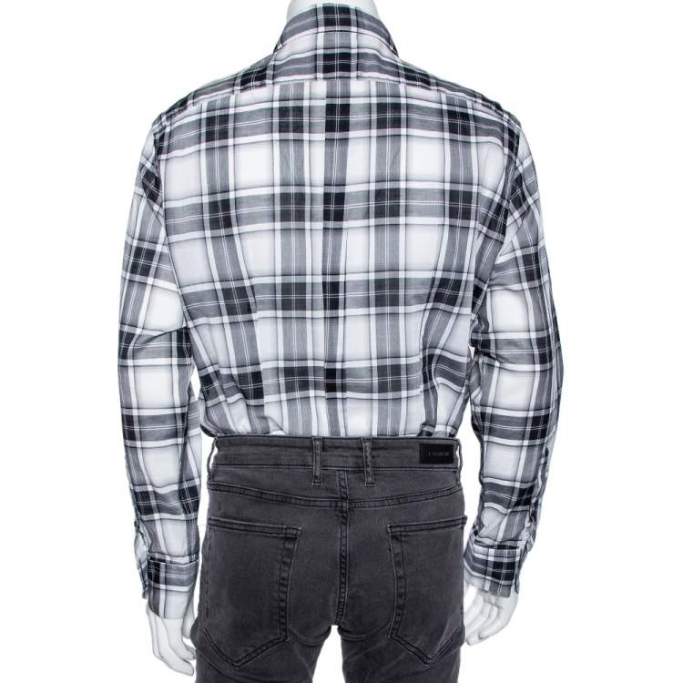 Pre Owned Dolce & Gabbana Grey Plaid Checked Cotton Gold Label Shirt XXXL 