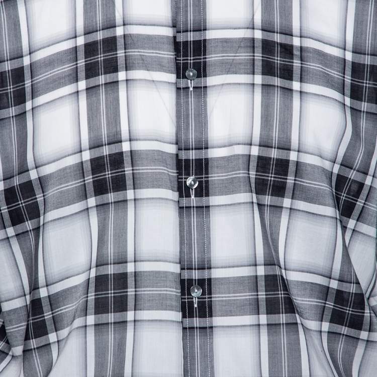 Pre Owned Dolce & Gabbana Grey Plaid Checked Cotton Gold Label Shirt XXXL 