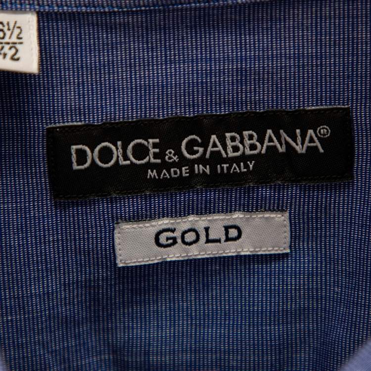 Pre Owned Dolce & Gabbana Blue Cotton Button Front Gold Label Shirt XL