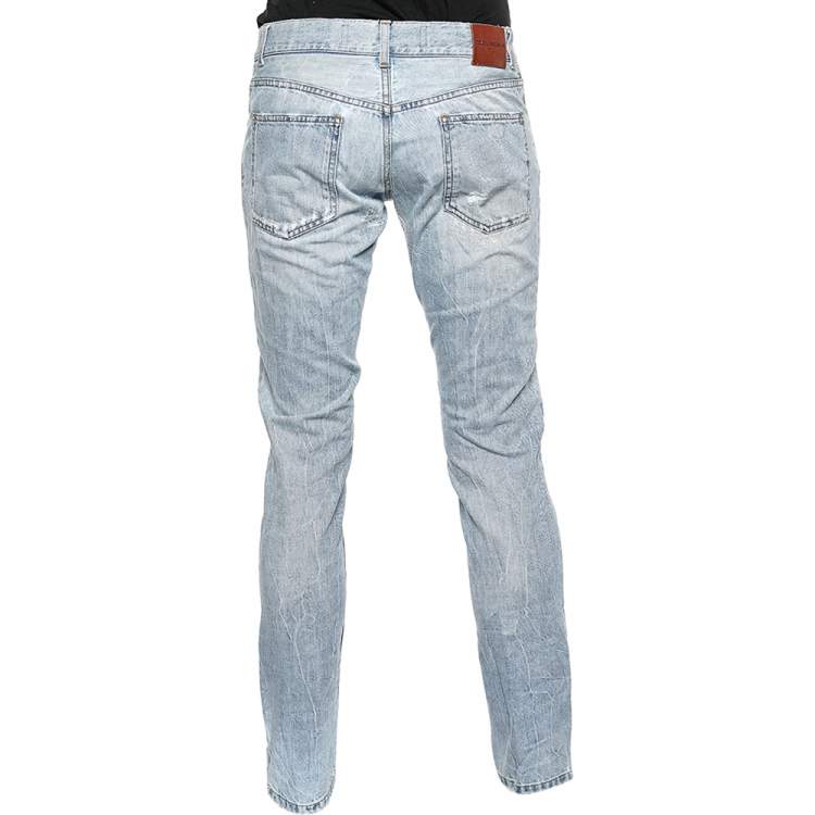 Pre Owned Dolce & Gabbana Blue Distressed Denim 14 Gold Fit Jeans S