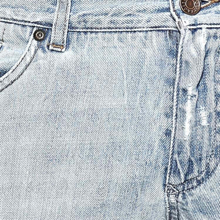 Pre Owned Dolce & Gabbana Blue Distressed Denim 14 Gold Fit Jeans S