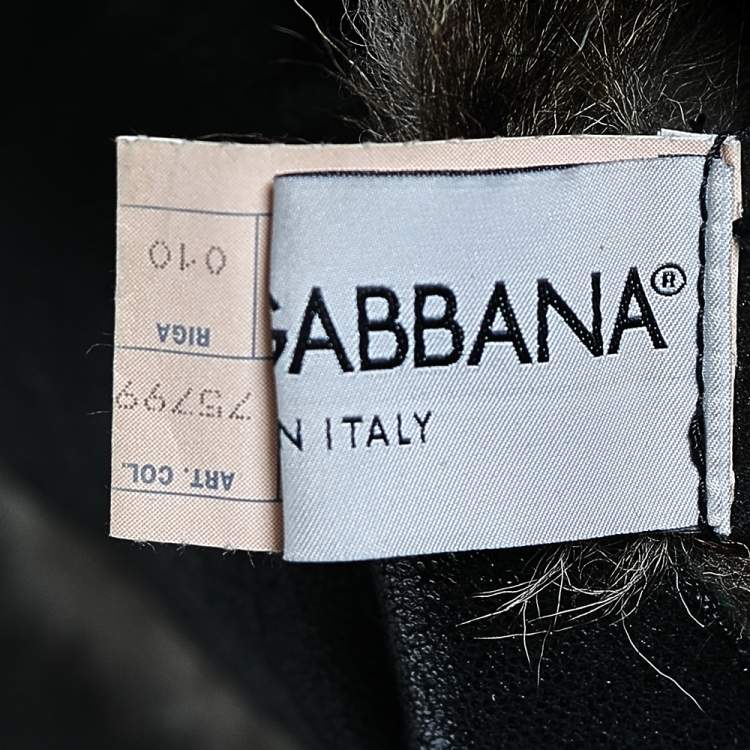Pre Owned Dolce & Gabbana Black Leather & Fur Reversible Button Front Coat XL