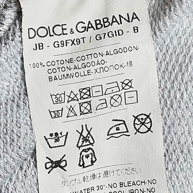 Pre Owned Dolce & Gabbana Monochrome Floral Printed Cotton Knit Hoodie L