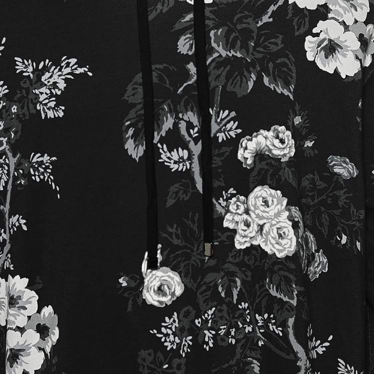 Pre Owned Dolce & Gabbana Monochrome Floral Printed Cotton Knit Hoodie L