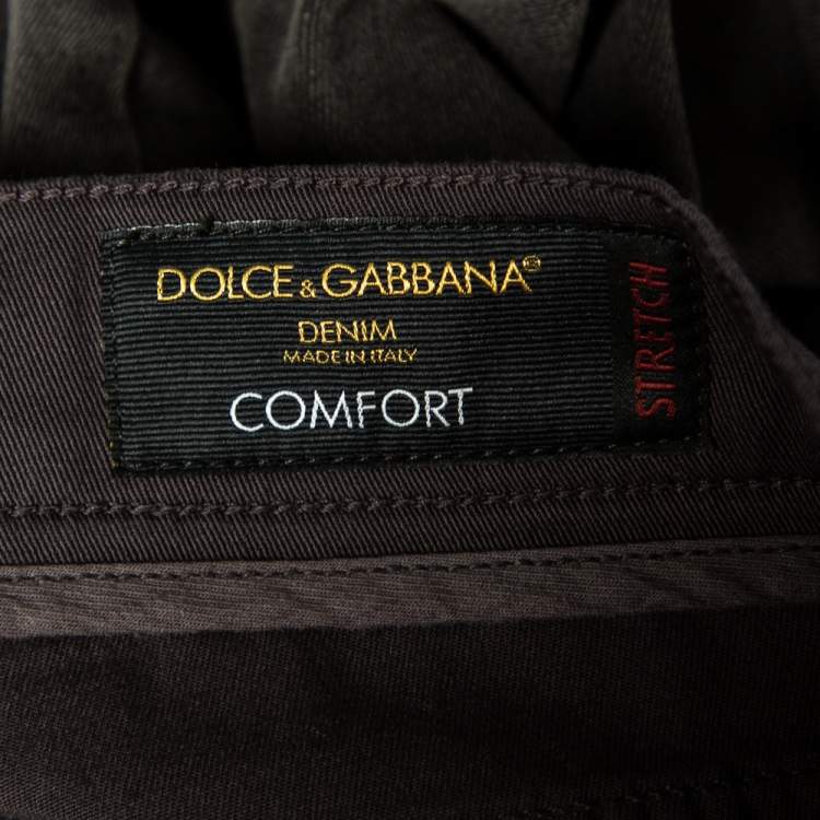 Pre Owned Dolce & Gabbana Grey Denim Comfort Stretch Fit Jeans L