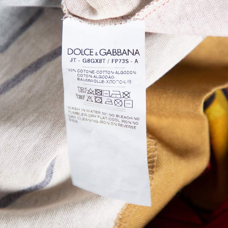 Pre Owned Dolce & Gabbana Red Musical Printed Cotton Crewneck T-Shirt M