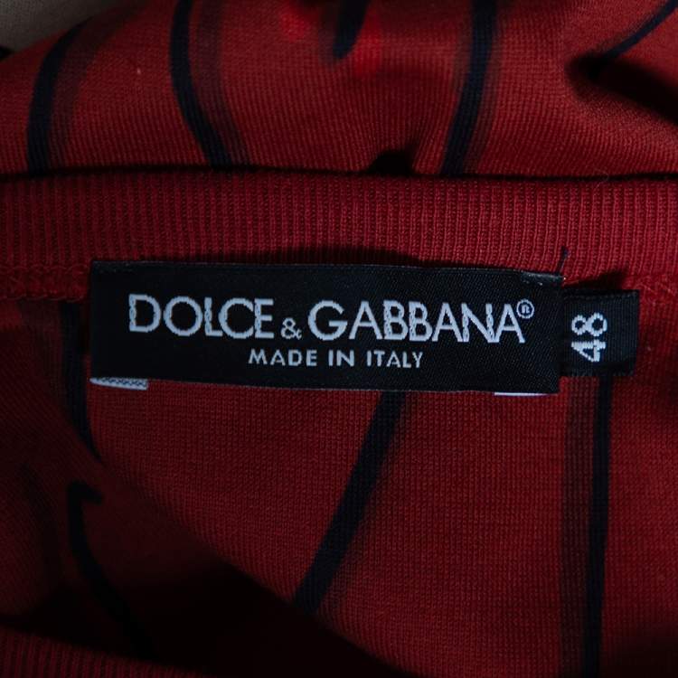 Pre Owned Dolce & Gabbana Red Musical Printed Cotton Crewneck T-Shirt M