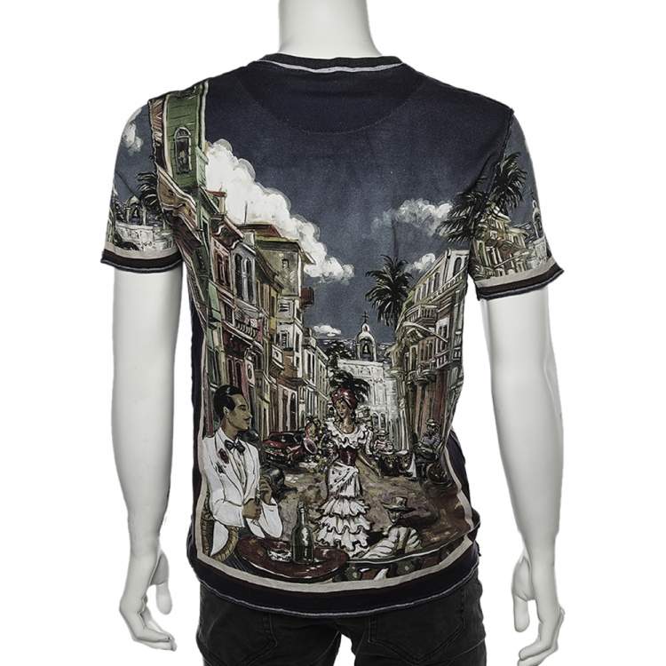 Pre Owned Dolce & Gabbana Multicolor Jazz Printed Cotton Crewneck T-Shirt XXL
