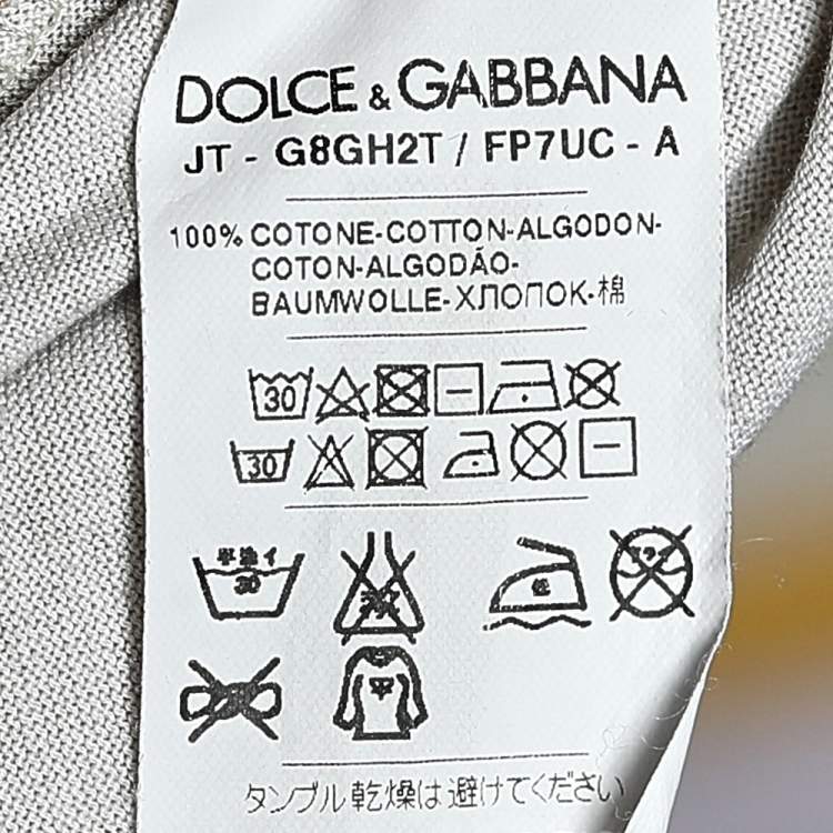 Pre Owned Dolce & Gabbana  Cream Wanted Printed Cotton Crewneck T-Shirt L