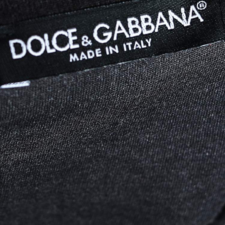 Pre Owned Dolce & Gabbana Grey Dragon Printed Cotton Crewneck T-Shirt L