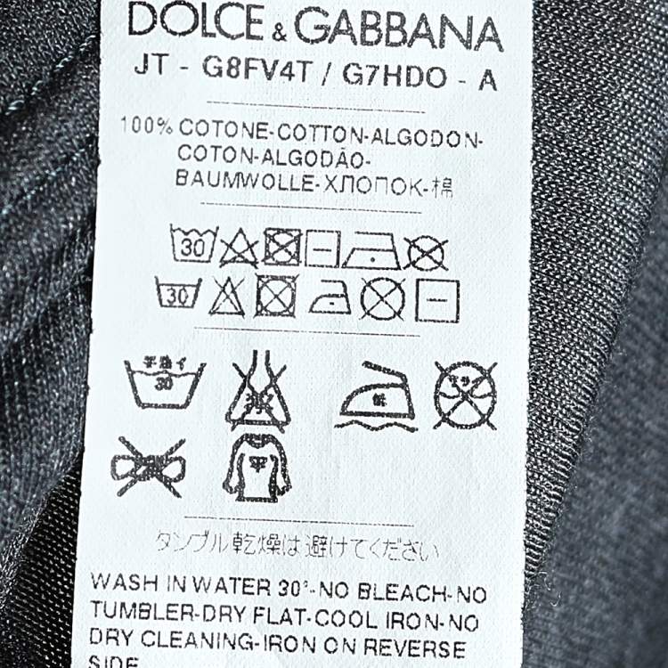 Pre Owned Dolce & Gabbana Grey Dragon Printed Cotton Crewneck T-Shirt L