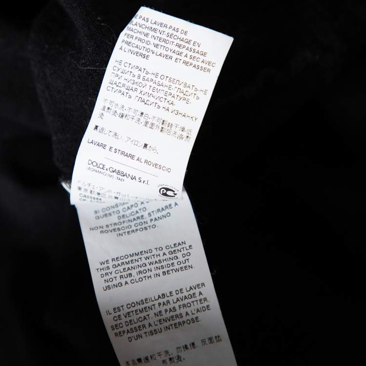 Pre Owned Dolce & Gabbana Black Wool Short Sleeve Polo T-Shirt S