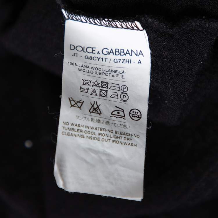 Pre Owned Dolce & Gabbana Black Wool Short Sleeve Polo T-Shirt S