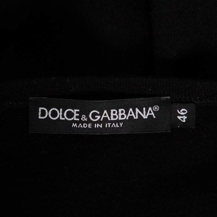 Pre Owned Dolce & Gabbana Black Wool Short Sleeve Polo T-Shirt S