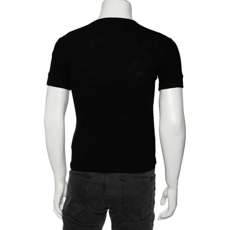 Pre Owned Dolce & Gabbana Black Wool Short Sleeve Polo T-Shirt S