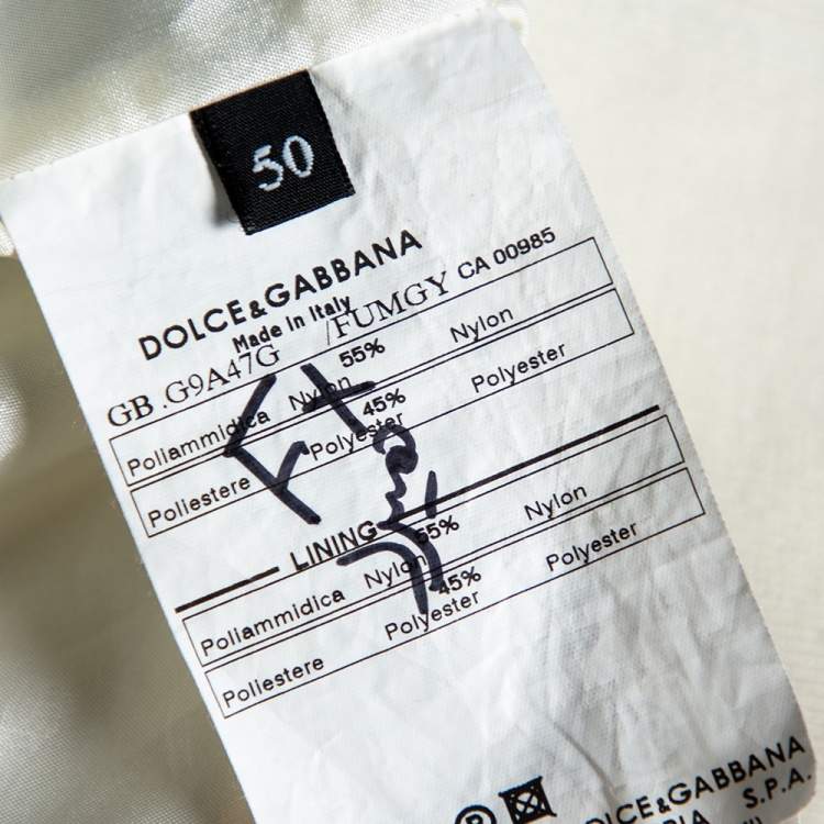 Pre Owned Dolce & Gabbana Grey & Cream Colorblock Synthetic Zip Front Jacket L