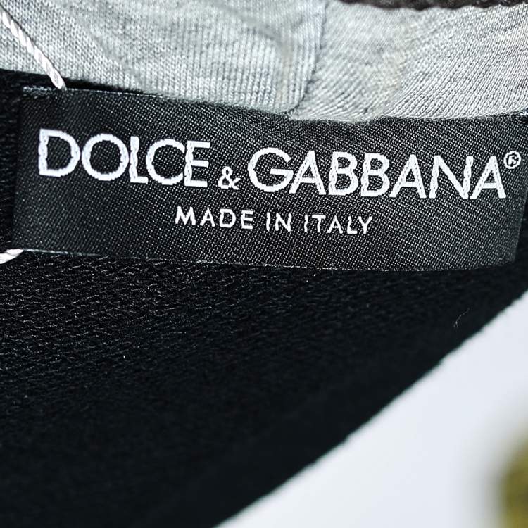 Pre Owned Dolce & Gabbana Grey Crest Silk Hooded Jacket M