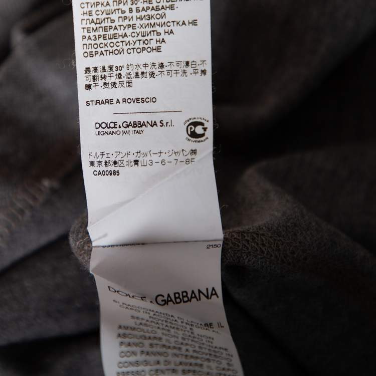 Pre Owned Dolce & Gabbana Grey Cotton Pique Logo Crest Embroidered Polo T-Shirt L