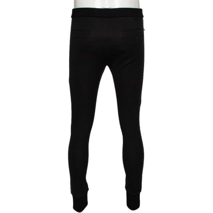 Pre Owned Dolce & Gabbana Black & Grey Trimmed Wool Track Pants M
